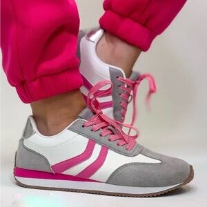 Corkys Kickoff Grey Pink Combo Sneakers